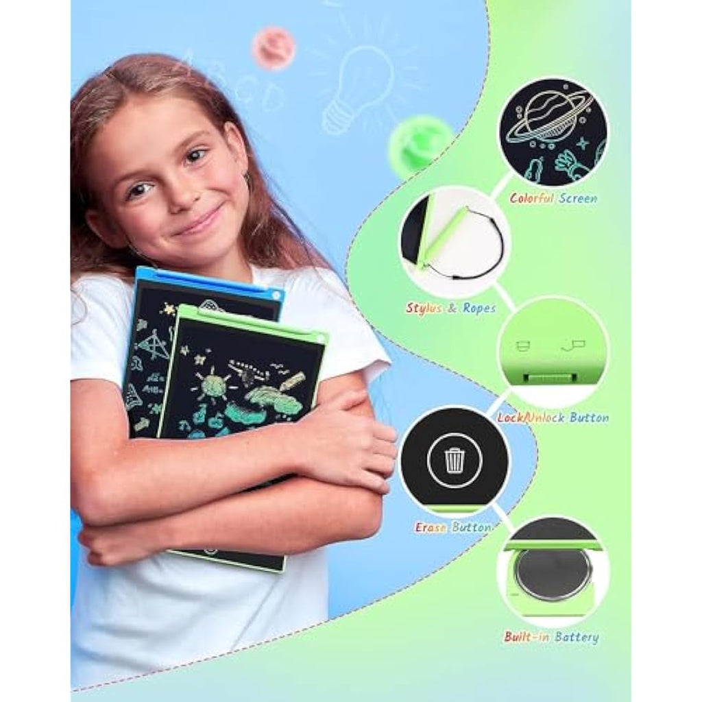 TECJOE 2-Pack LCD Writing Tablet | 8.5 Inch Colorful Doodle Board for Kids