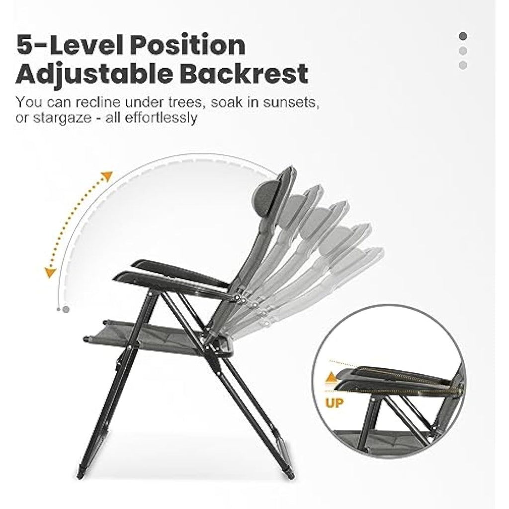 Homecall Folding Garden Camping Chair – Waterproof Olefin Padded Grey
