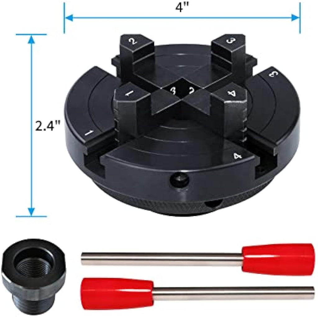 DEEFIINE 4 Inch Wood Lathe Chuck Set | Self Centering 4 Jaw Wood Turning