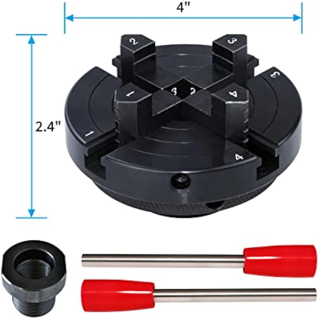 DEEFIINE 4 Inch Wood Lathe Chuck Set | Self Centering 4 Jaw Wood Turning