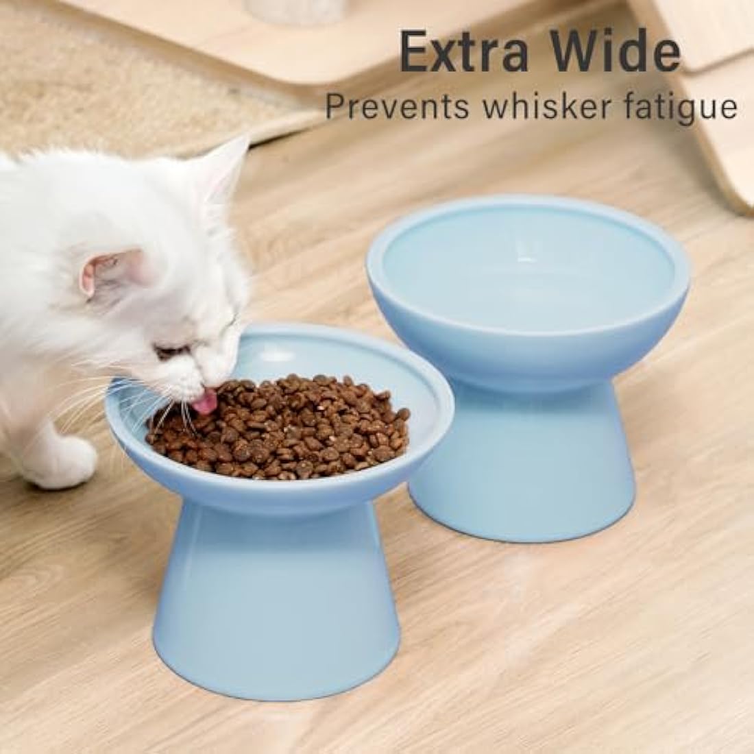 CEEFU Elevated Ceramic Cat Bowls – Wide Whisker-Friendly Food & Water Set