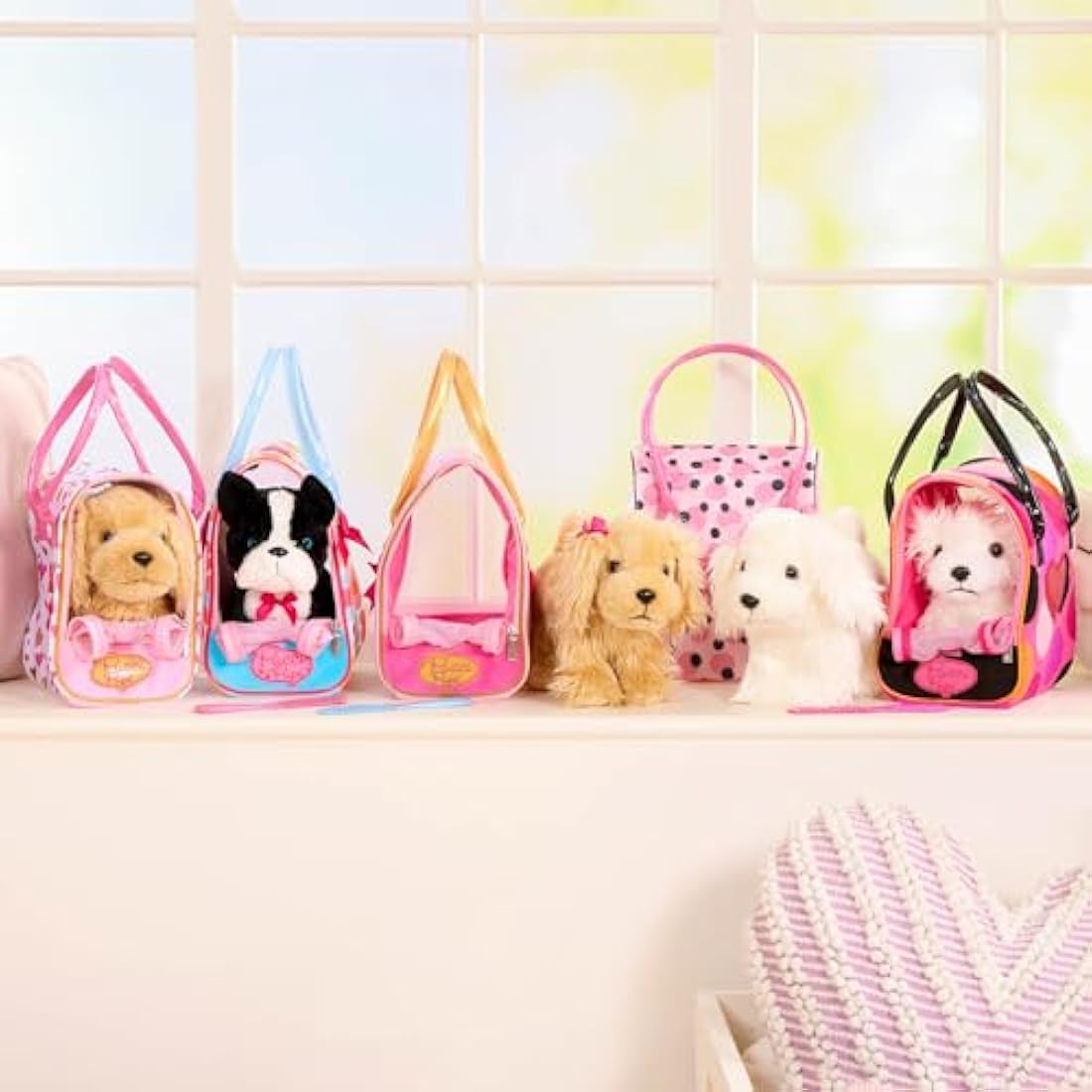 Pucci Pups Plush Cocker Spaniel Toy Dog with Pink Heart Carrier Bag