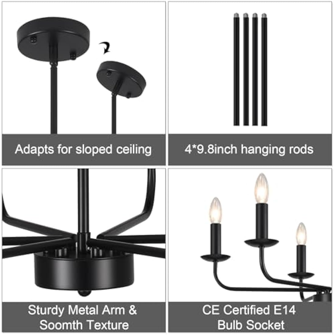 Jolof Store 6-Arm Black Chandelier – Modern Industrial Pendant Ceiling Light