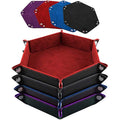 Hexagon Folding PU Leather Dice Tray for DND RPG – 4 Pack
