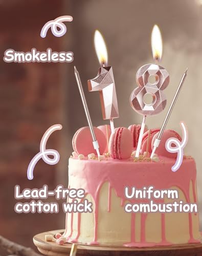 Jolof Store Rose Gold 13th Birthday Candles – Number 13 Cake Topper Set
