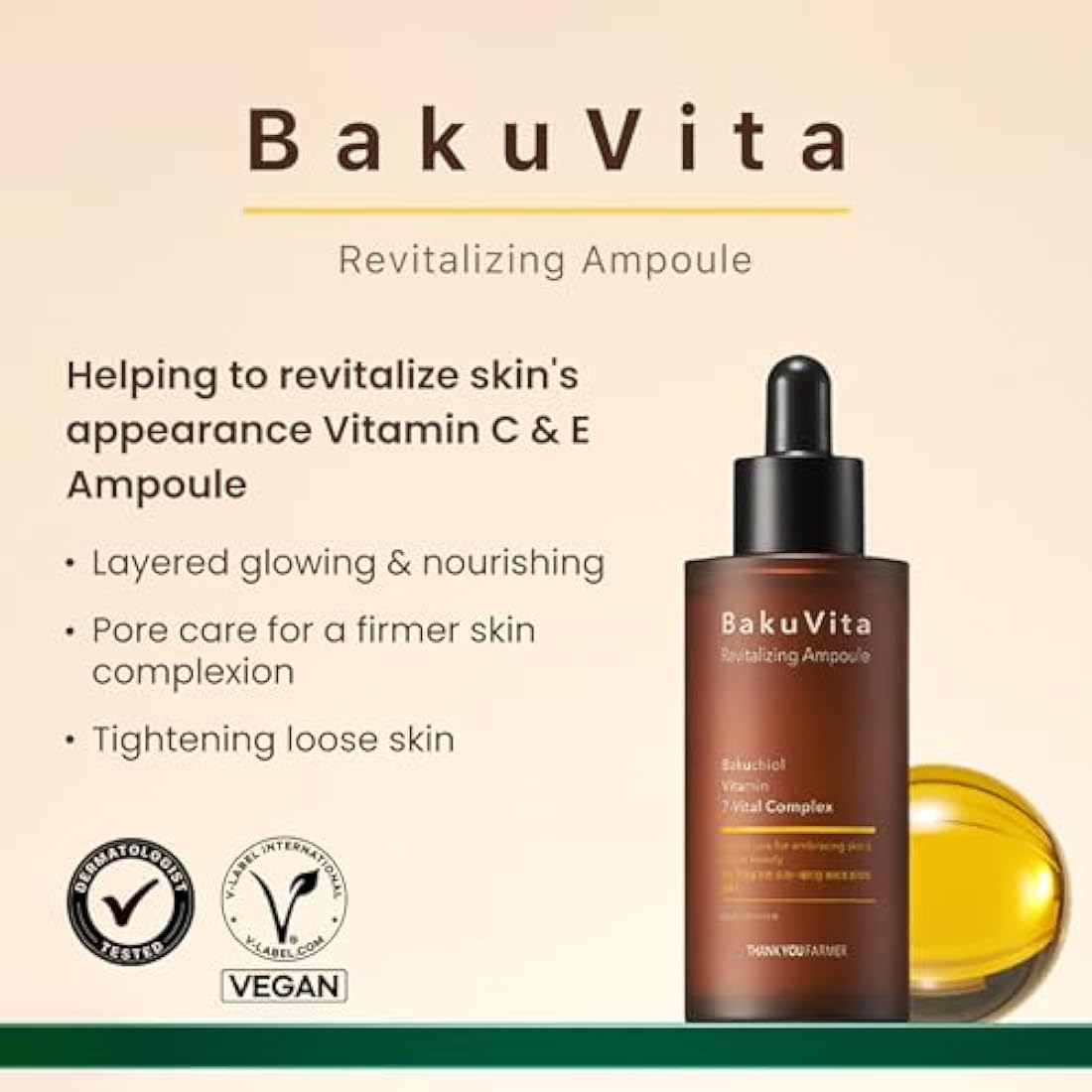 THANKYOU FARMER BakuVita Revitalizing Ampoule - Vegan Bakuchiol Serum 50ml