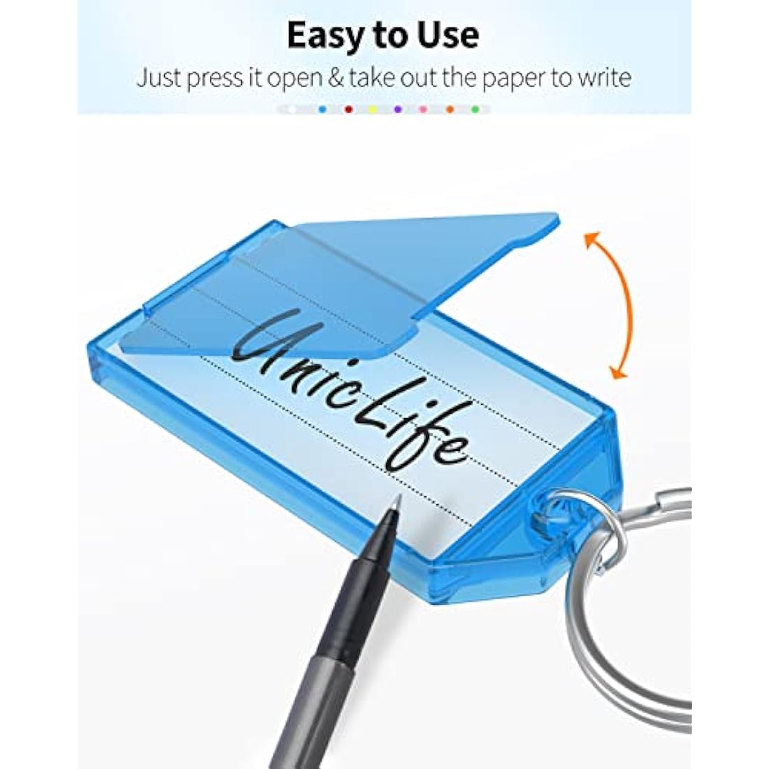 Uniclife Plastic Key Tags with Split Ring and Label Window – 40 Pack