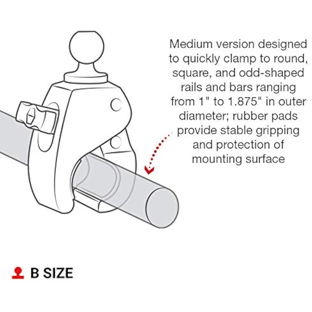 RAM Mount Tough-Claw Medium Clamp Base with 1 Inch B Size Ball