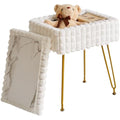 IBUYKE Storage Vanity Stool – White Faux Leather Ottoman Footrest Chair