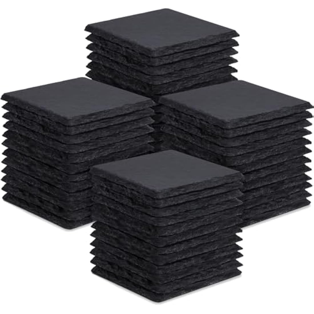 48-Piece Slate Drink Coasters | 4-Inch Black Stone Engraving Blanks