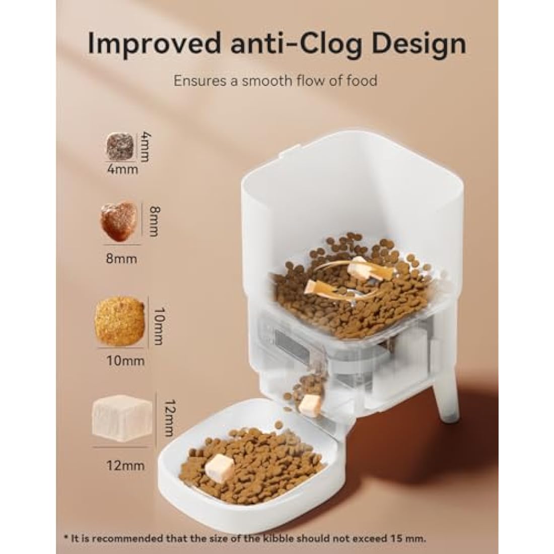 APETDOLA Automatic Cat Feeder – 4L Timed Pet Food Dispenser with Voice, White