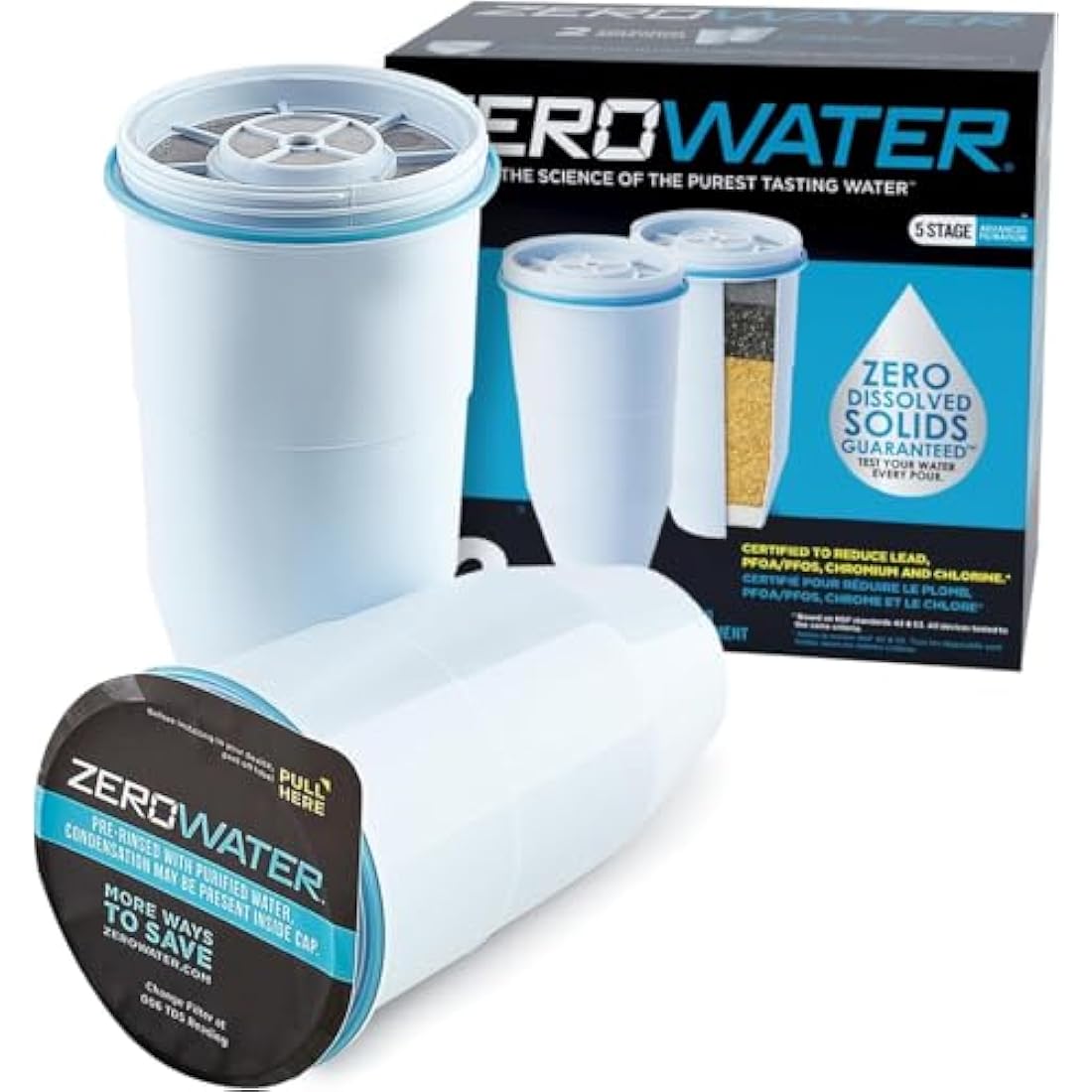 ZeroWater 5-Stage Replacement Water Filter Cartridges - 2 Pack