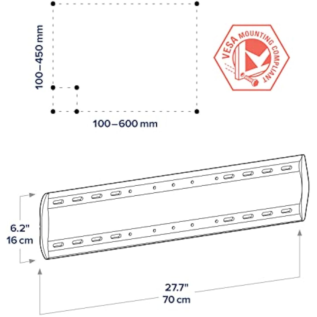 Ergotron WM Low Profile TV Wall Mount | 32-65 inch | Stainless Steel