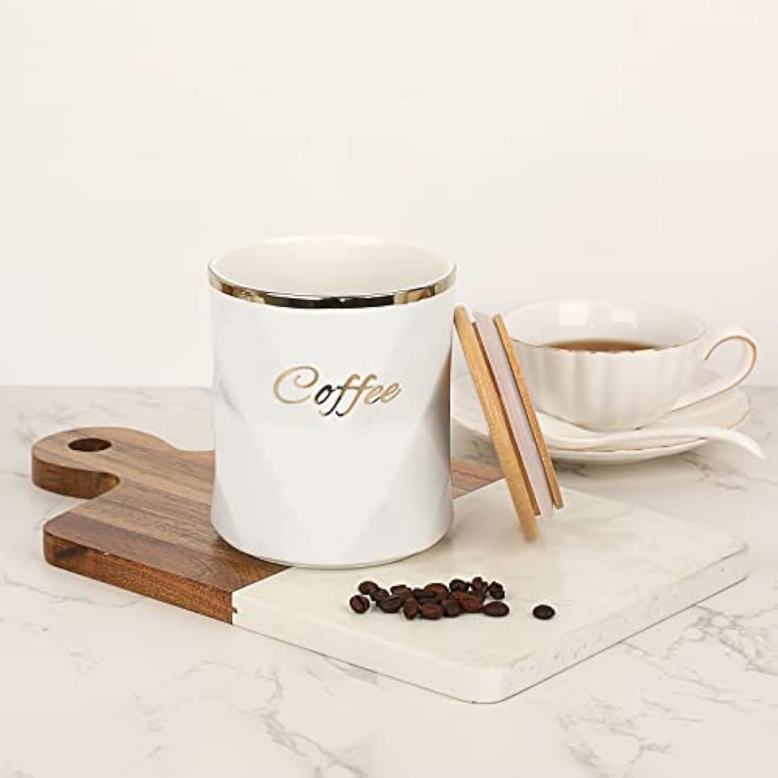 Ceramic Kitchen Canisters – 3pc Airtight Set with Bamboo Tray