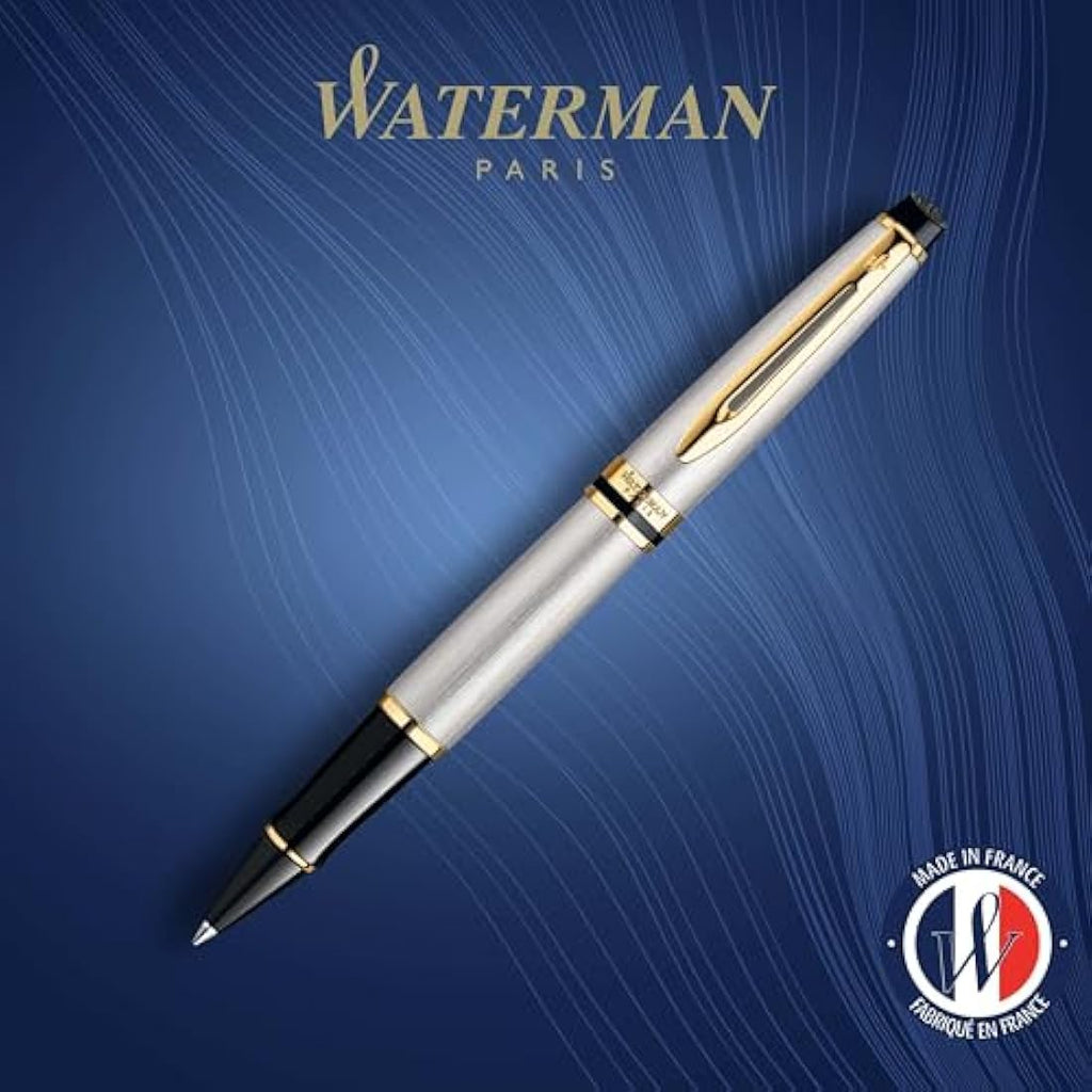 Waterman Expert Rollerball Pen | Stainless Steel & 23k Gold Trim