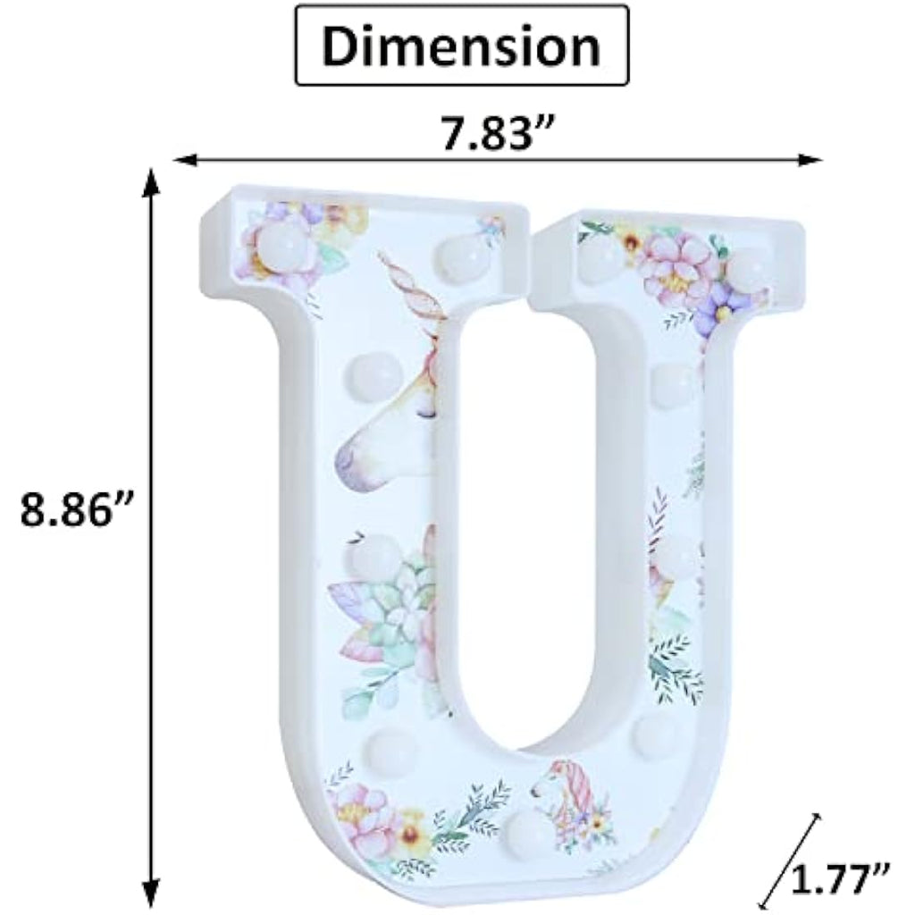 Vimlits Unicorn LED Light Up Letter U – Warm White Alphabet Wall Decor