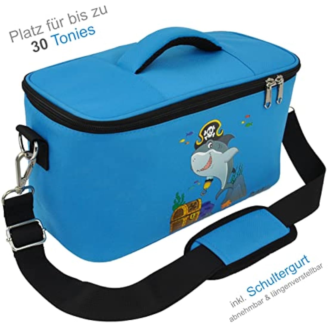 PUNALU Toniebox Storage Bag – Durable Kids Travel Case for 30 Tonies, Blue