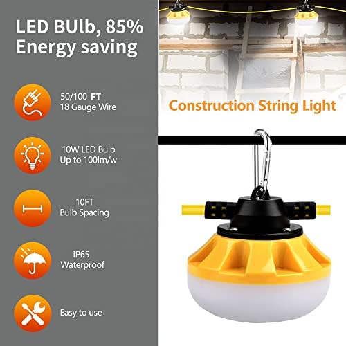 LED Work Light – 100FT 100W Waterproof Construction String Light