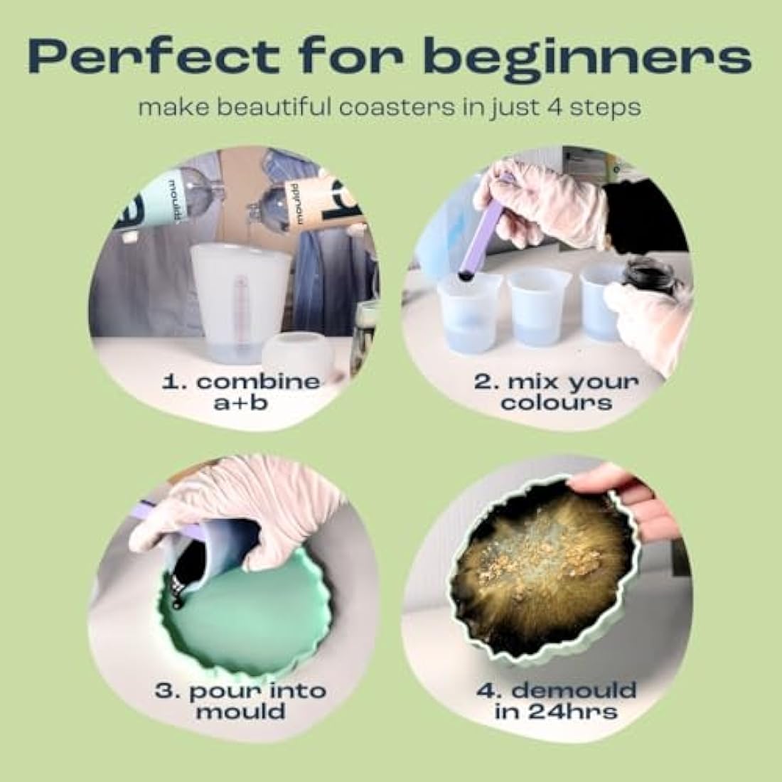 Mouldd Resin Coaster Craft Kit - DIY Epoxy Art Set with 1L Resin & Tools