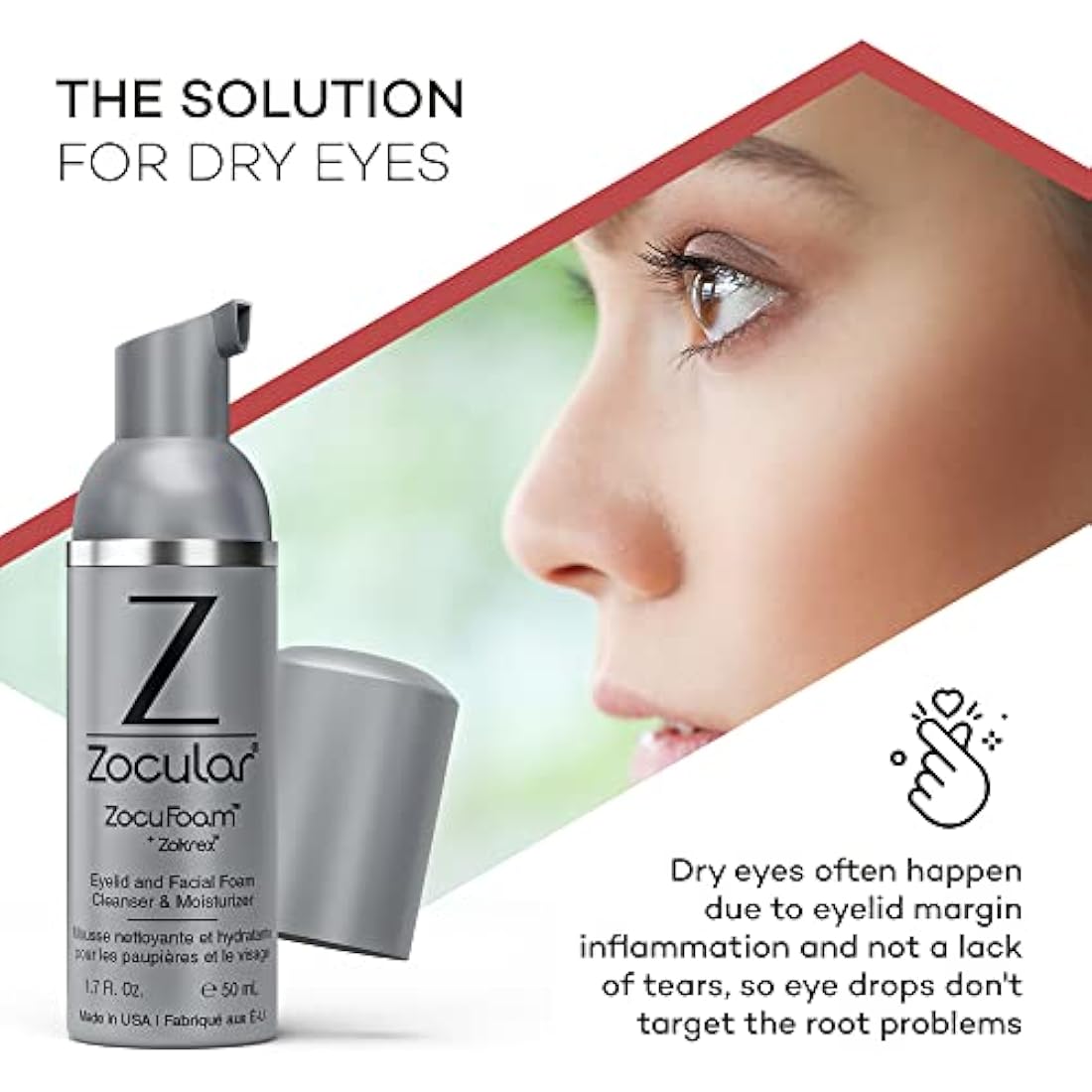 Zocular ZocuFoam Eyelid Cleanser – Okra-Based Foam for Dry Eyes, 50ml
