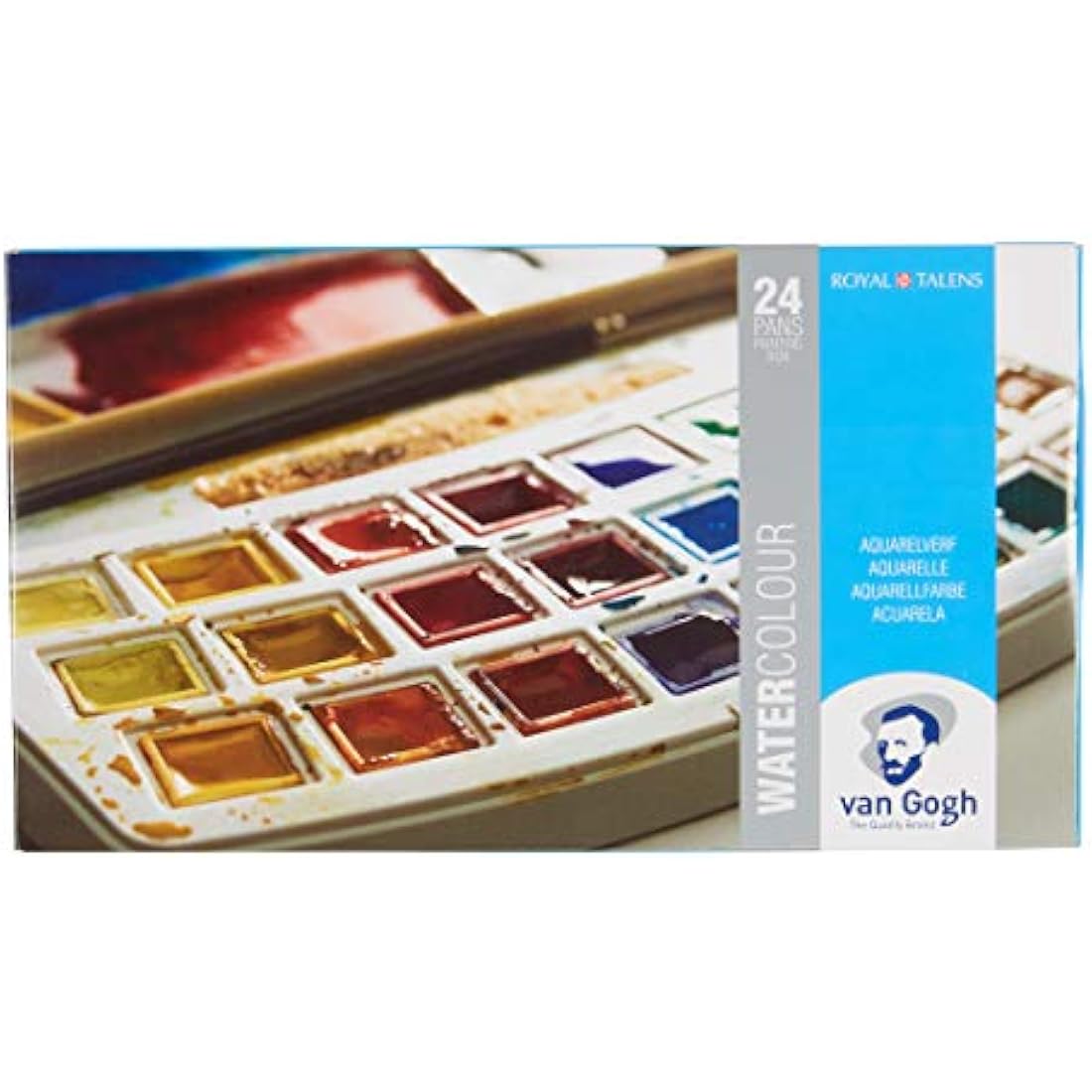 Van Gogh Water Colour Set – 24 Half Pans Plastic Painting Box with Brush