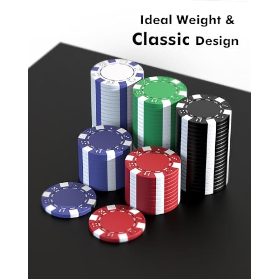 HEITOK 500 Piece Poker Chip Set | 11.5g Chips with Aluminum Travel Case