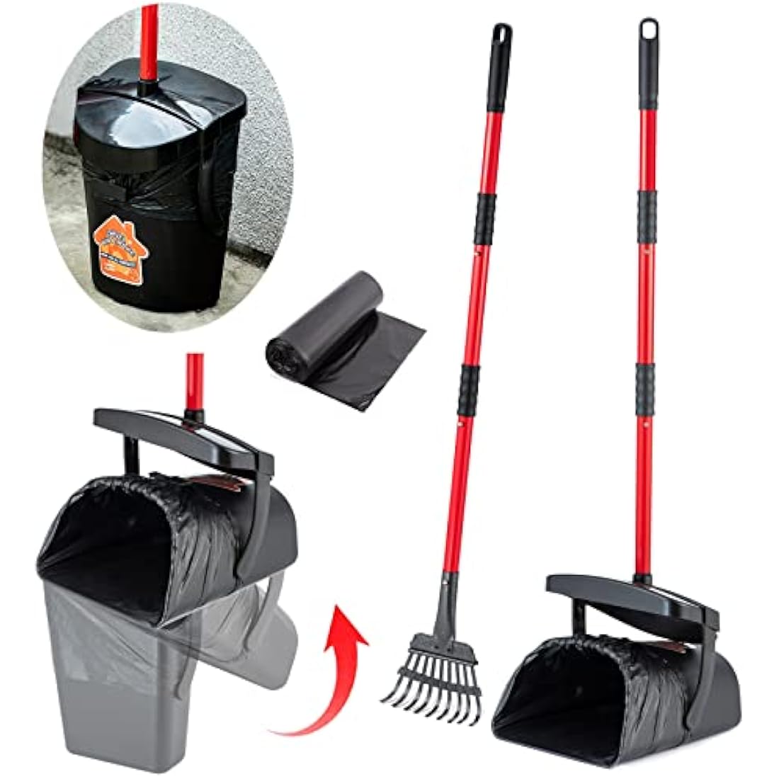 Pooper Scooper – Large Swivel Bin and Rake with 36" Handle