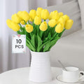 10 Pcs Real Touch Artificial Tulips – Yellow Latex Flowers