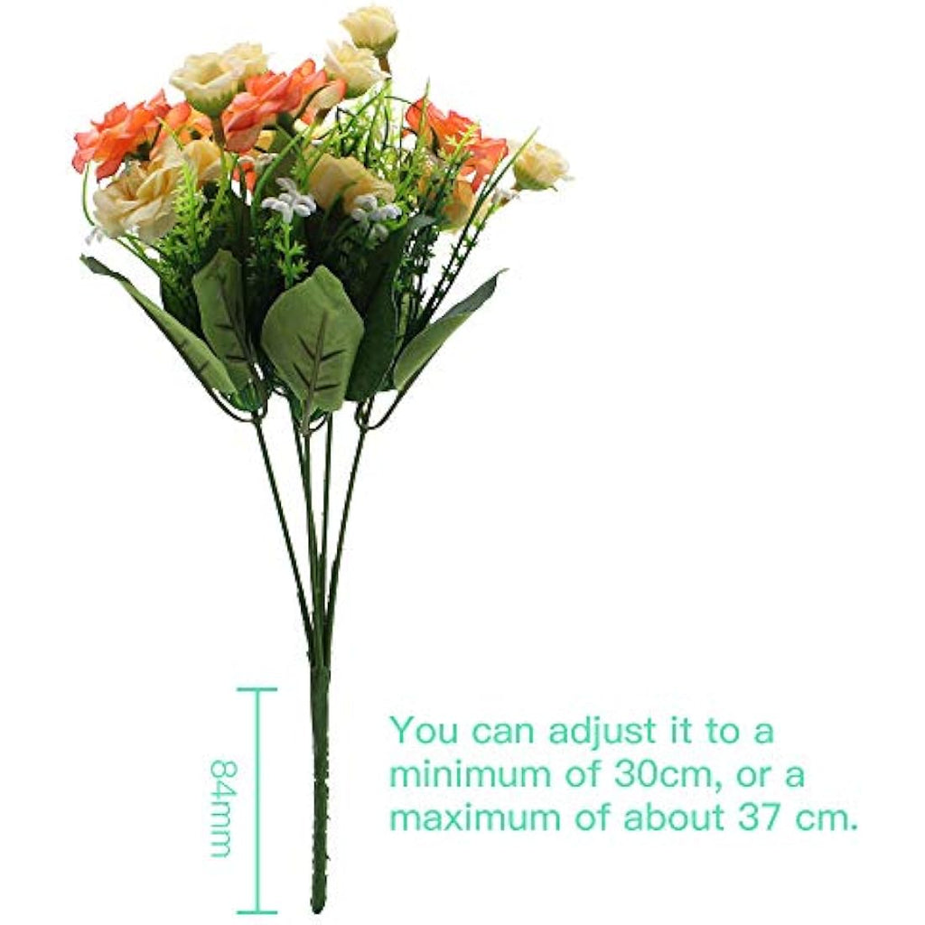 JaneYi Artificial Silk Rose Flowers | 4 Pack DIY Floral Bouquet - Red