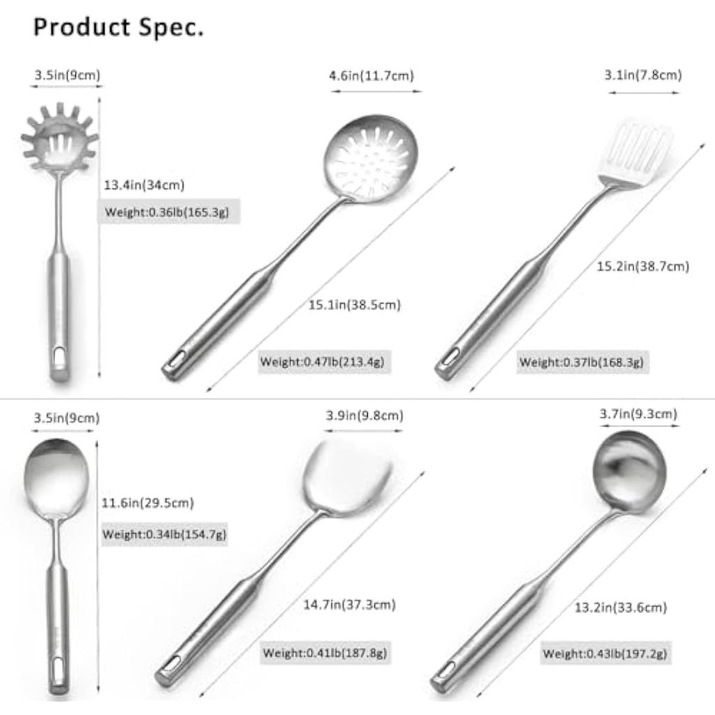 304 Stainless Steel Kitchen Utensils Set | 6-Piece Cooking Tools