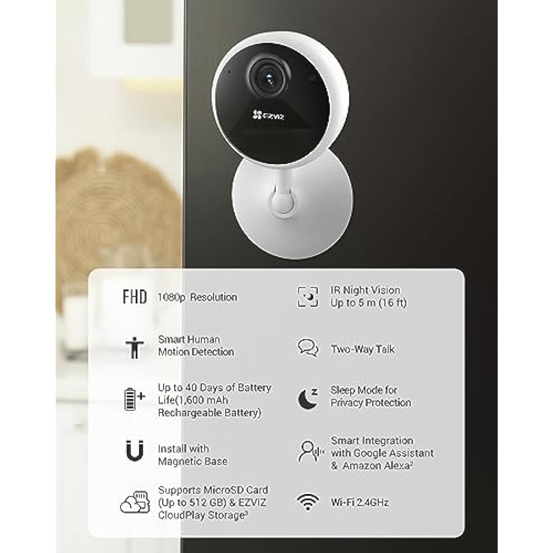 EZVIZ CB1 Indoor Wireless Security Camera – 1080P Battery Powered