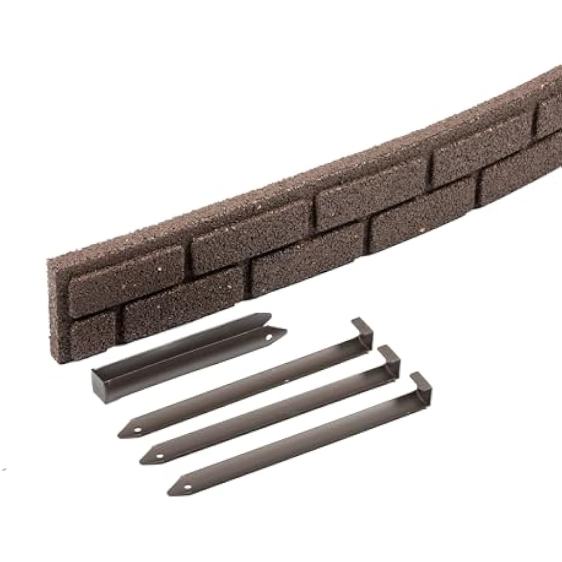 Nicoman Brick Effect Garden Edging - Recycled Rubber Border, Brown, 12pk