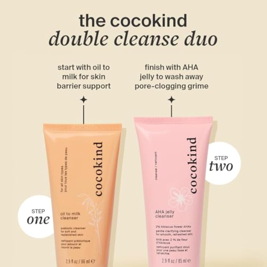 Cocokind Prebiotic Oil to Milk Cleanser - Hydrating Face Wash, 2.9 oz