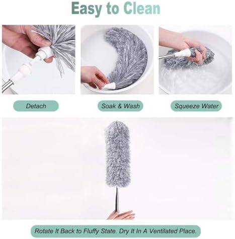Vicloon Microfiber Duster | 96" Extendable Telescopic Pole & Bendable Head