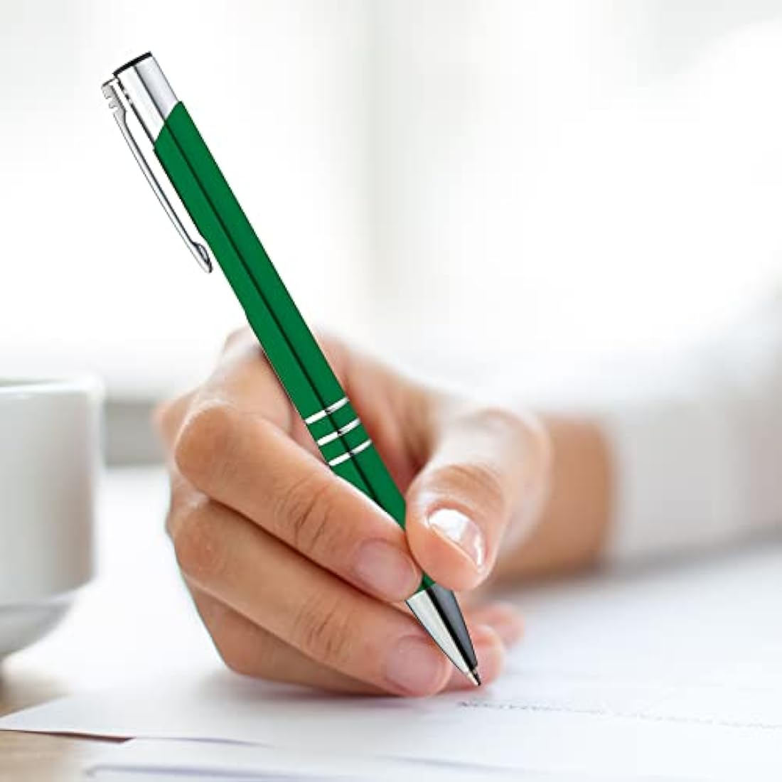 GIMEI Metal Ballpoint Pen Set – Pack of 50 – Blue Ink – Green