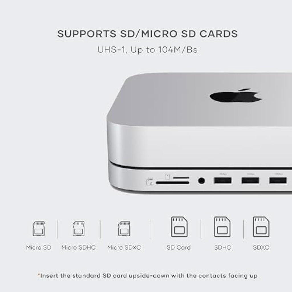 Satechi Mac Mini Hub & Stand with NVMe/SATA SSD Enclosure - Silver