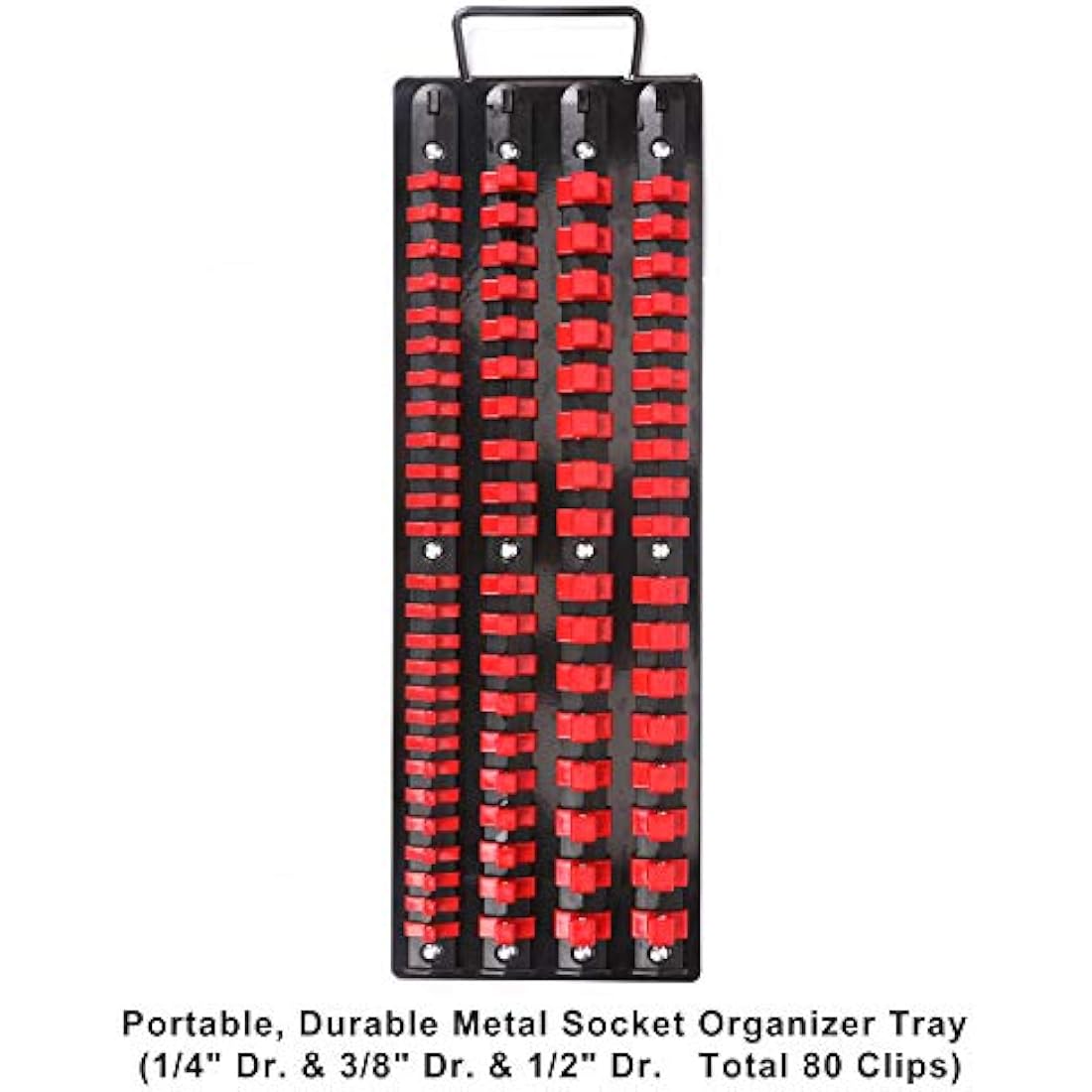 CASOMAN 80-Piece Socket Organizer Tray | 1/4, 3/8, 1/2-Inch Drive Rails
