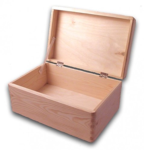 Unfinished Wooden Storage Box with Lid for DIY Crafts