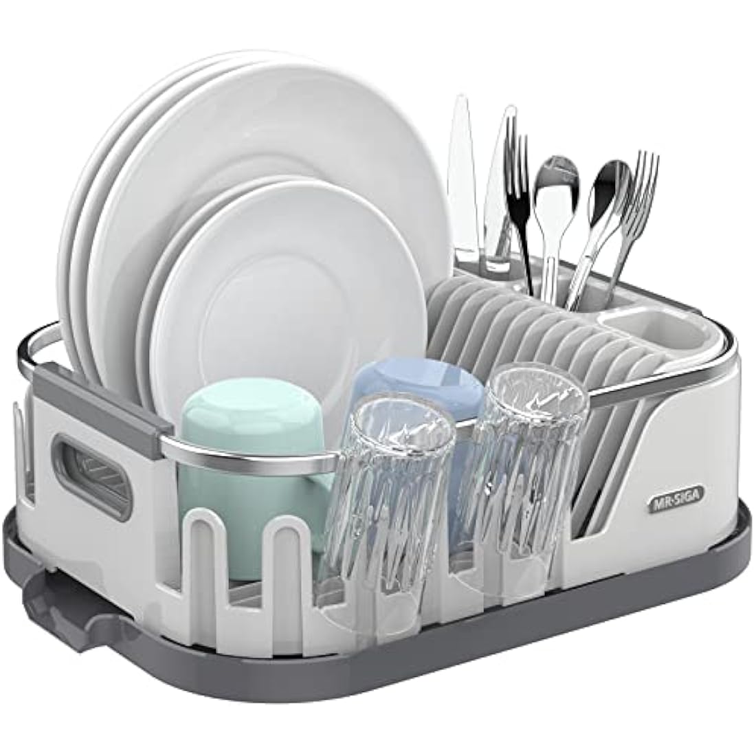 MR.SIGA Dish Drying Rack with Drainboard – Compact Aluminum Kitchen Drainer