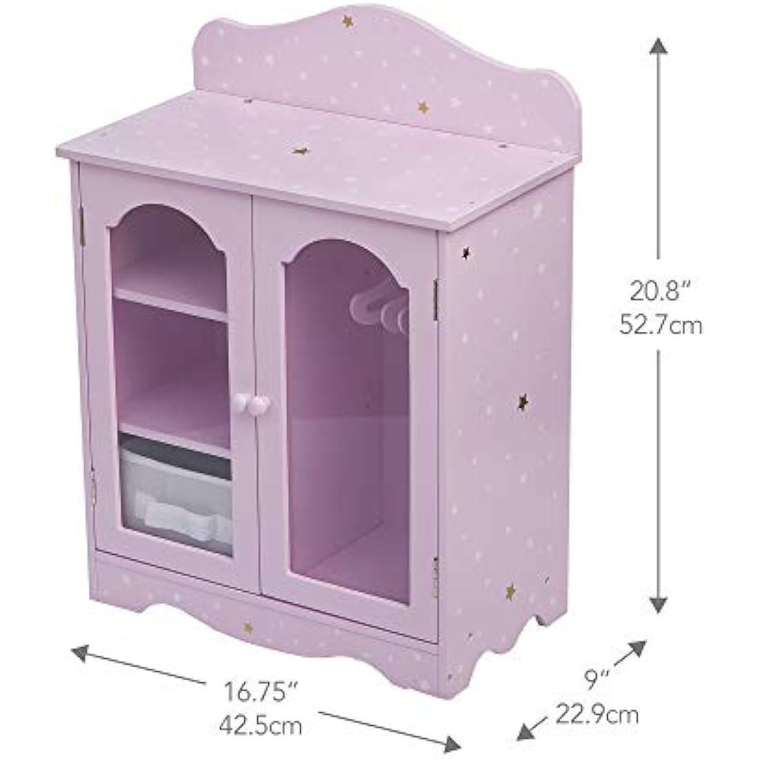Olivia's Little World Purple Star Wooden 18 Inch Doll Closet Wardrobe