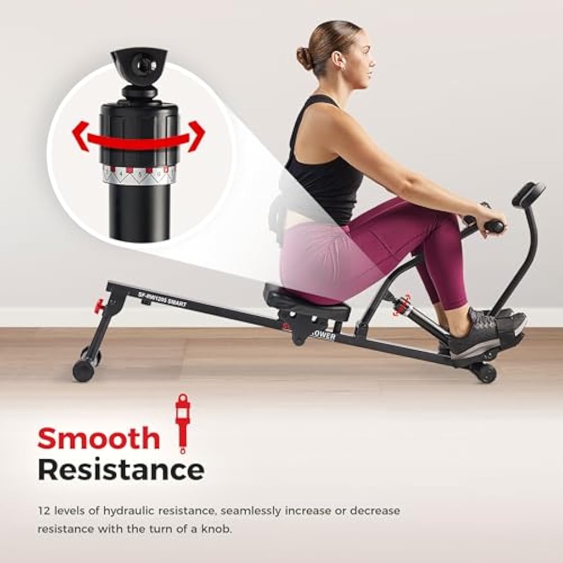 Sunny Health & Fitness Compact Rowing Machine - 12 Resistance Levels