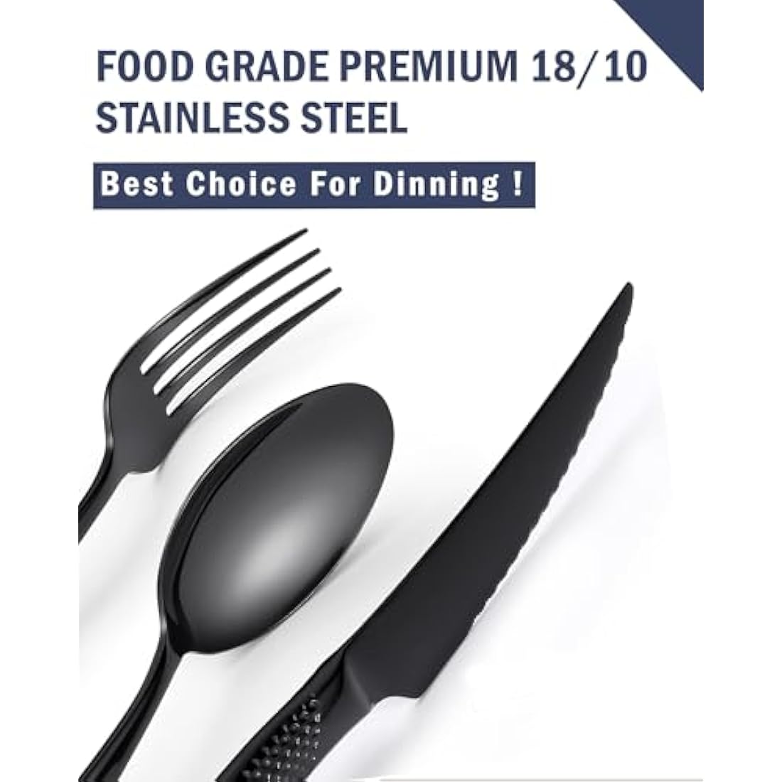 SHEUMNT 24-Piece Black Hammered Silverware Set | 18/10 Stainless Steel