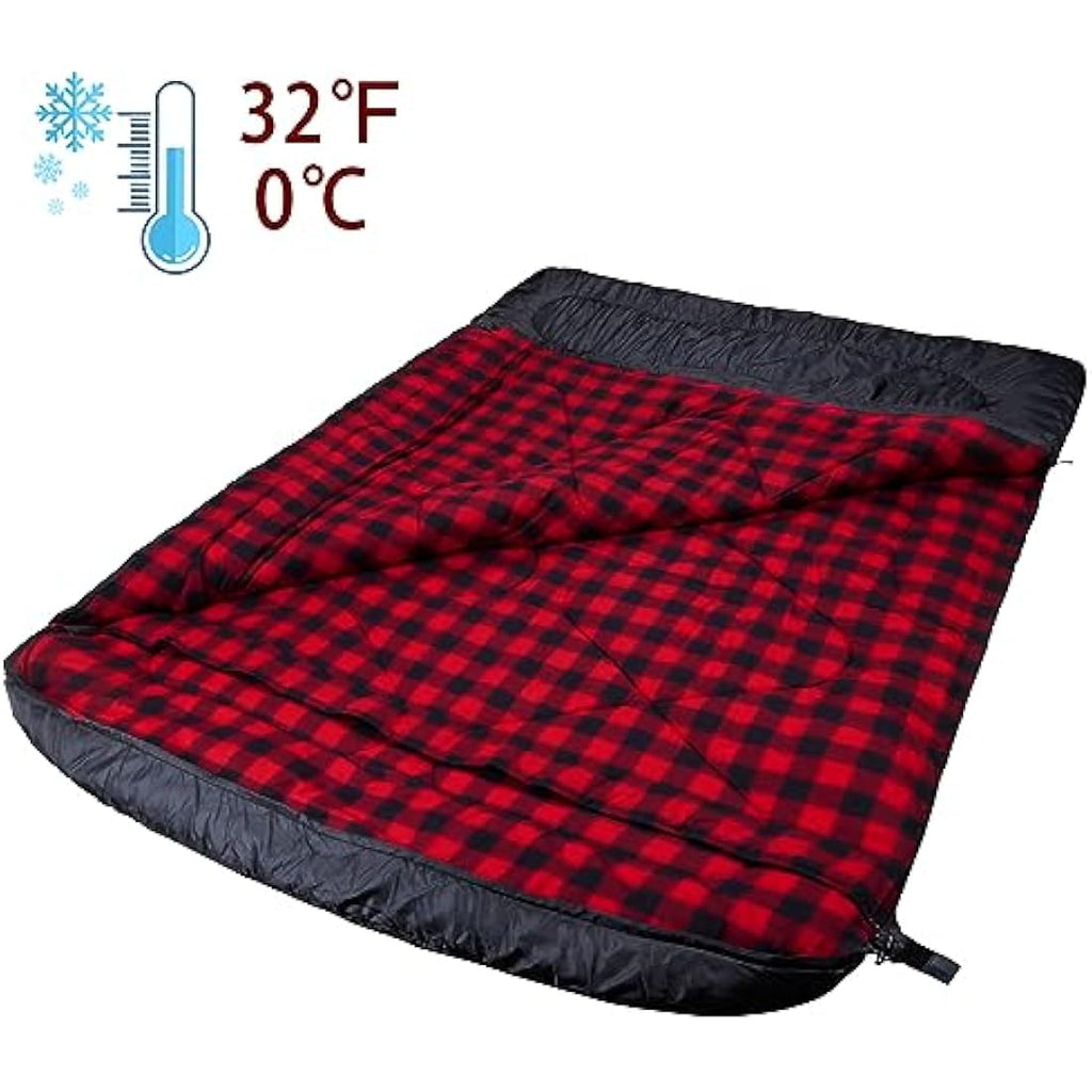 Mcota Double Sleeping Bag | Cotton Flannel Queen Size for Winter Camping
