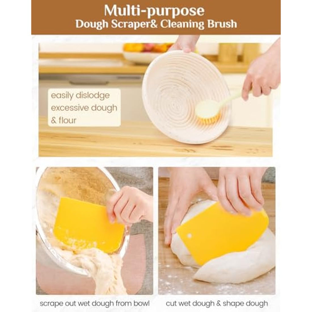 Sourdough Bread Proofing Basket Set | 2-Piece Rattan Banneton Kit