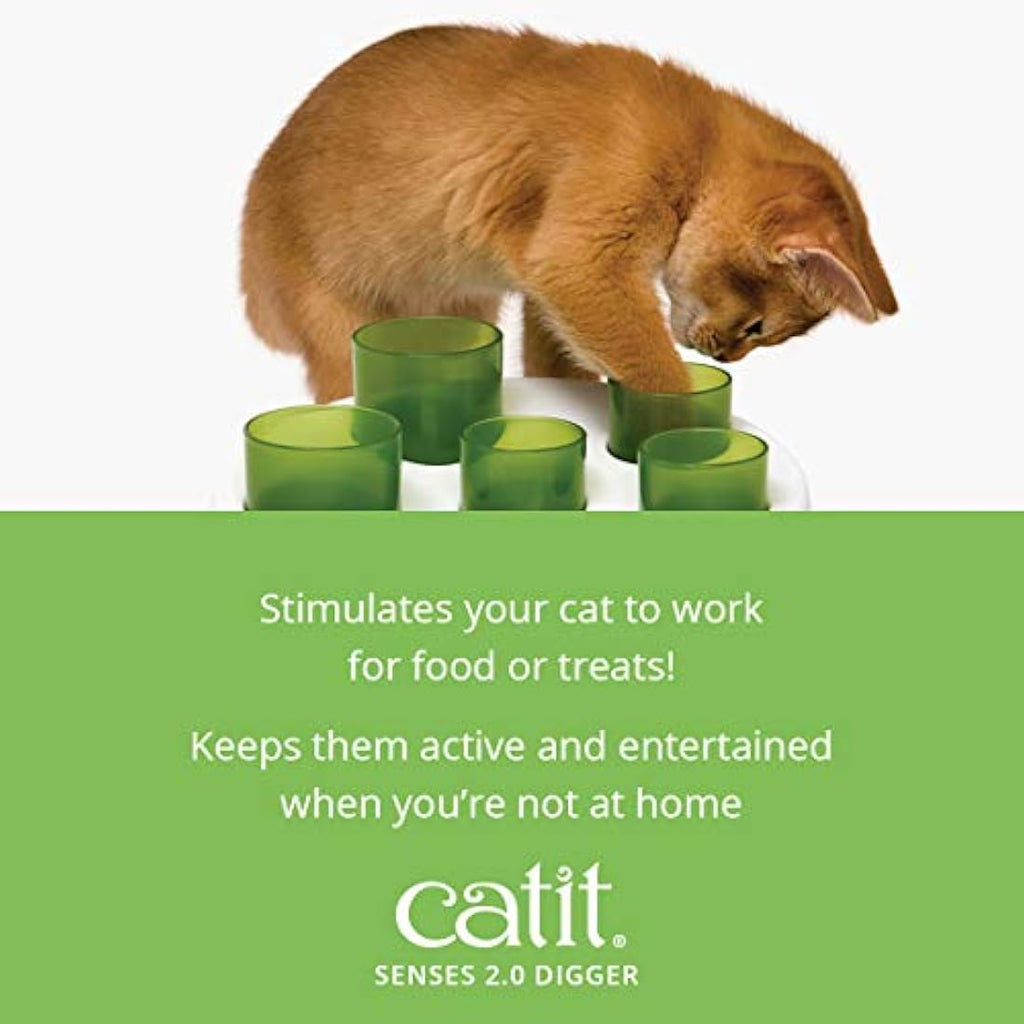 Catit Senses 2.0 Digger – Interactive Cat Toy and Slow Feeder, Green