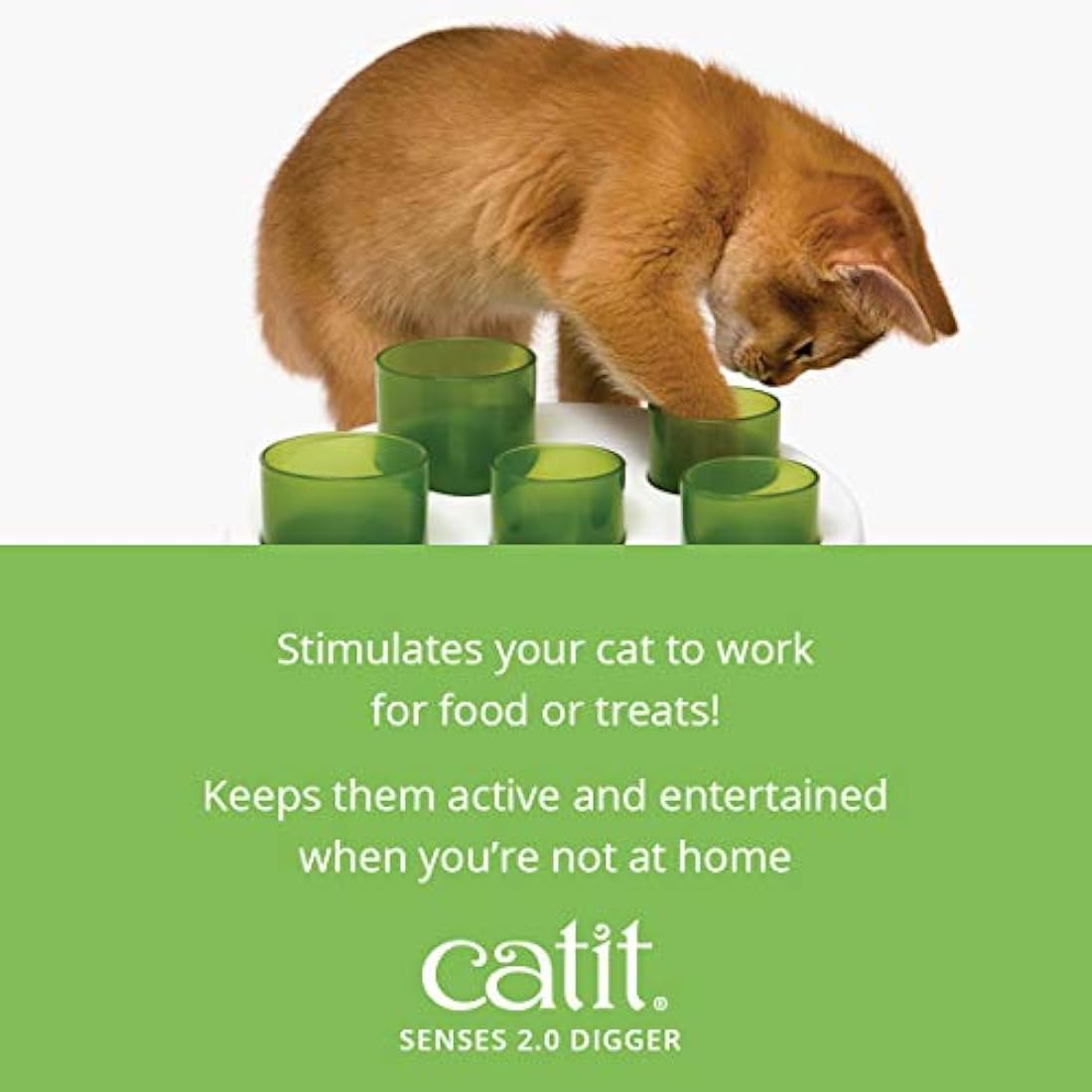 Catit Senses 2.0 Digger – Interactive Cat Toy and Slow Feeder, Green