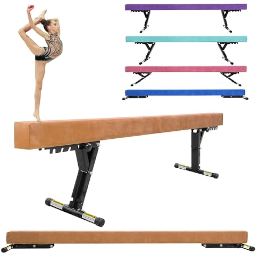 SportBob 8ft Adjustable Gymnastics Balance Beam for Kids Home Training