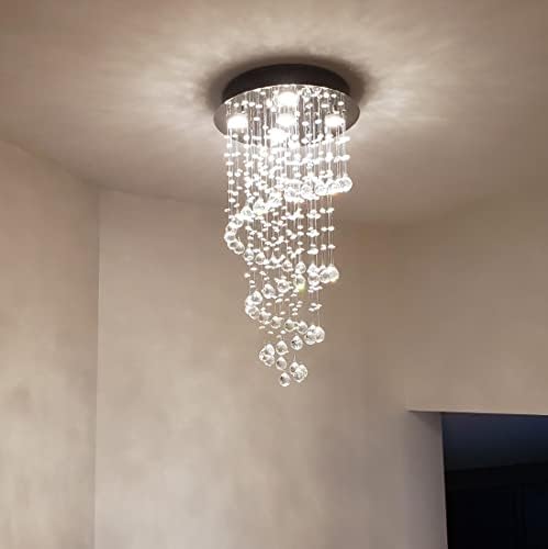 A1A9 Crystal Chandelier – Modern K9 Raindrop Spiral Flush Mount Light