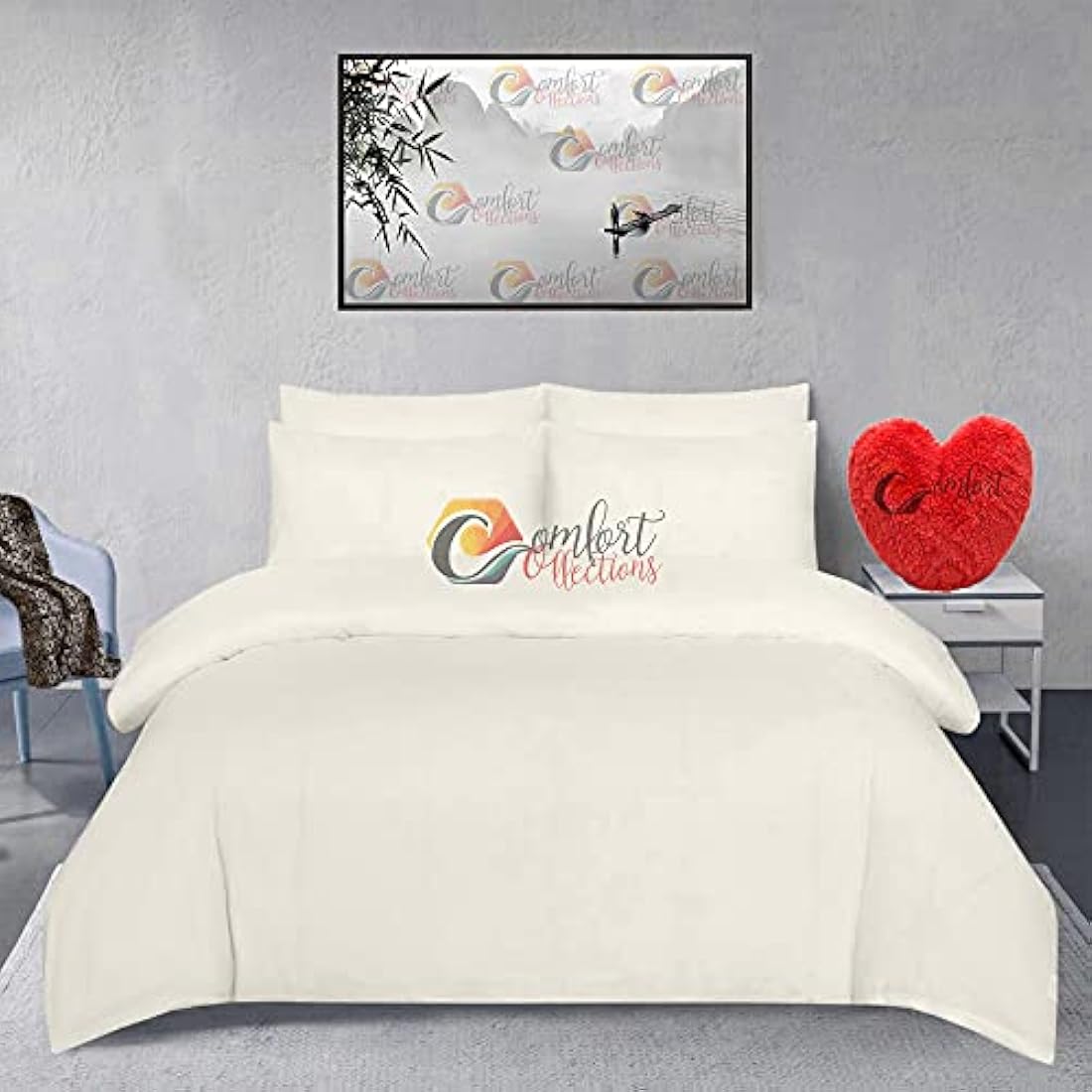 King Brushed Cotton Flannel Duvet Cover Set – Cream