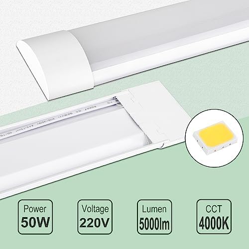 Muzha LED Batten Lights | 5FT 50W 5000lm Surface Mount Fittings - 4 Pack